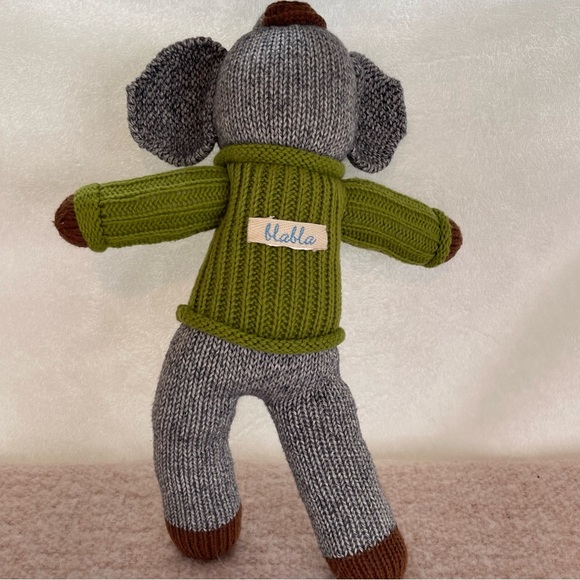 Blabla 13” Hercule Knit Elephant Plush Toy Doll Green Sweater - Picture 2 of 11